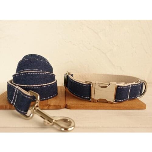 White Jean Dog Pet Collar and Leash Set Puppy dog Leash Collar For Chihuahua Pug Bulldog arnes perro Travel Walking Accessories