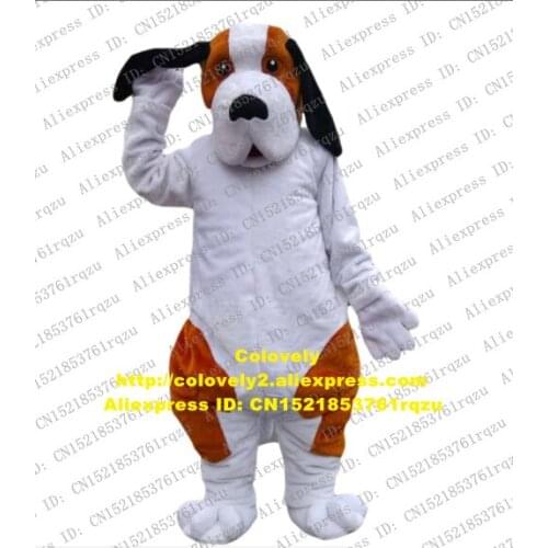 Plush Furry White Brown Basset Hound Dog Mascot Costume Adult Cartoon Character Welcome Dinner The Public Holidays zz8122