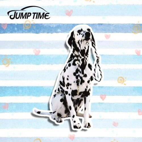 Jump Time 13cmx8.6cm Dalmatian Pet Dog Decal 3D Car Styling Car Stickers Vinyl Decor Window Bumper DIY Waterproof Car Body Decal
