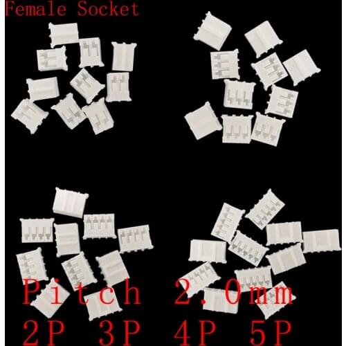 50/100Pcs PH2.0 JST Connector PH2.0mm 2Pin 3Pin 4Pin 5P 6Pin Female Socket Jack Pitch 2.0mm Plastic Shell Housing Terminal Block