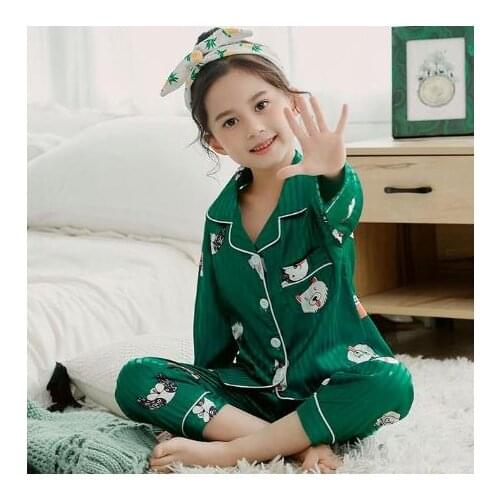 Long sleeve home suit pajamas two-piece cute cartoon pajamas set girls boys pajamas full sleeve children 2-12Y teen pajamas
