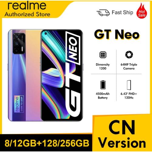 Realme GT Neo 5G smartphone 128GB 6.43"120Hz Mobile Phone Super AMOLED Dimensity 1200 Octa Core 50W Fast Charge 64MP WIFI 6 NFC