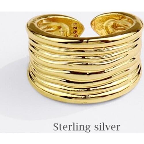 Sole Memory Retro Punk Waves 925 Sterling Silver Female Resizable Opening Rings SRI736