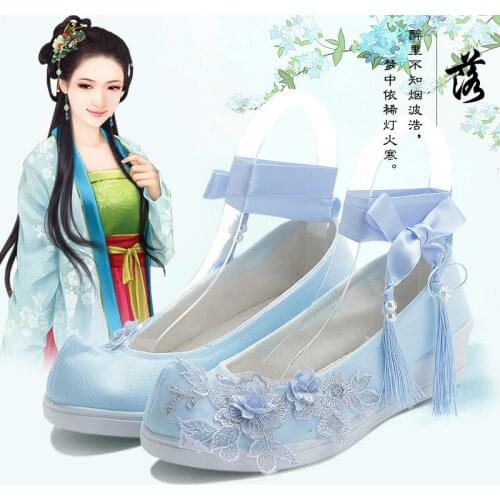 Womens Embroidery Floral Tassels Hanfu Flats Shoes Chinese Styles Wedding Cosplay Bowtie 11Styles New 2021