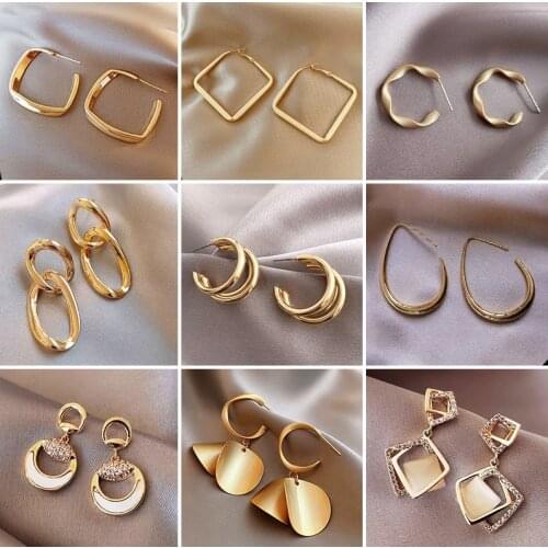 Autumn Winter New Brown Earrings Vintage Matte Drop For Women Metal Fashion Statement Dangle Earring 2021 Trend Jewelry