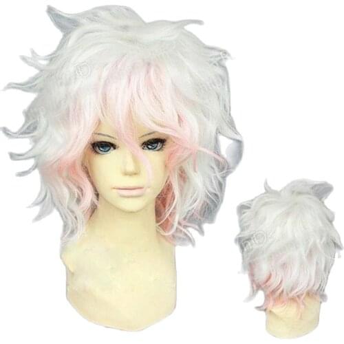 New Komaeda Nagito Wig Danganronpa Cosplay Wigs Anime Dangan Ronpa Heat Resistant Hair Komaeda Nagito Cosplay Wig + Wig Cap