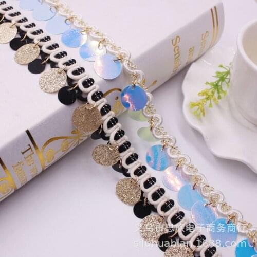 10Yards Gold Blue Centipede Braided Curve Lace U S Shaped Ribbon Sequins Beaded Trim DIY Sewing Clothing Decoration Materials