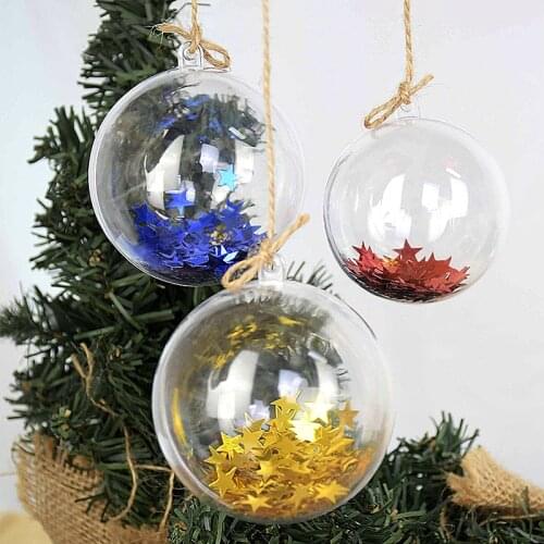 10Pairs 4-7cm Christmas Tree Decorations Balls Transparent Open Gift Present Box Hanging Ornament Christmas Decorations for Home