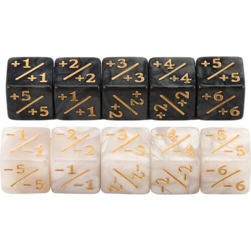 10x Dice Counters 5 Positive +1/+1 & 5 Negative -1/-1 For Magic The Gathering Table Game Funny Dices High Quality