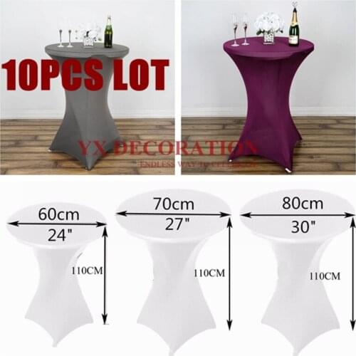 Colors 10PCS Sale Stretch Round Tablecloth Cocktail Table Cover Spandex Bar Table Cloth Hotel Wedding Party Table Cover Decor