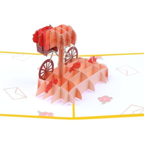 10pcs Handmade Kirigami Origami Bicycle mailbox 3D Greeting Cards Invitation card For Christmas Wedding Birthday Party Gift