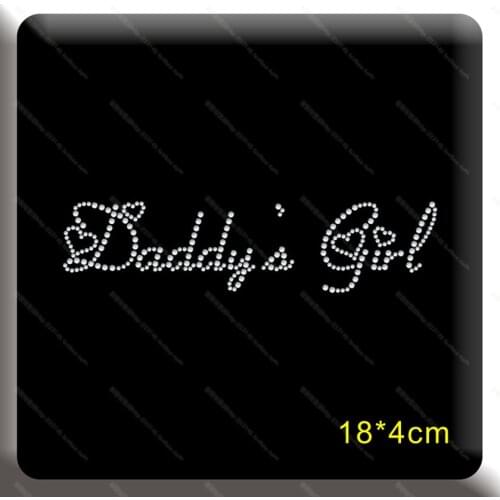 2pc/lot Daddys girl patches hot fix rhinestone transfer motifs iron on crystal transfers design stone for child clothes