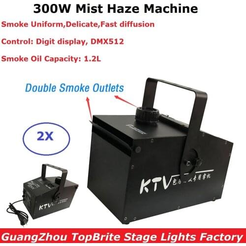 2XLot Portable 300W Fog Machine Mist Haze Machine Stage Dj Effect Disco Party Lighting Shows Equipments With Two Smoke Outlets
