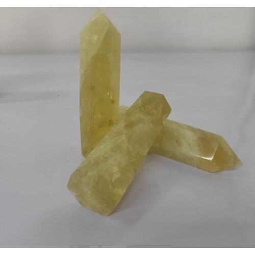 5-8cm natural yellow crystal pillars with single pointed column yellow crystal rough stone
