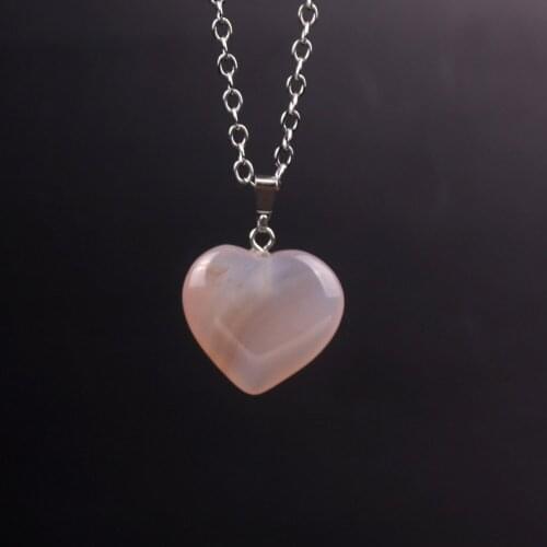 Wholesale Assorted Fashion 50pcs Mixed Color Natural Stone Charms Necklaces 20mm Heart Pendants For women Jewelry Making Free