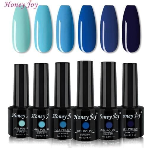 8ml Sapphire Navy Blue Color Series Varnish Gel Nail Polish Kit Set Soak Off UV LED Gel Nail Lacquer Nail Manicure Gel-F