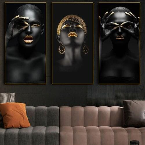 African Black Woman Portrait Art Canvas Paintings on The Wall Art Posters and Print African Woman Sexy Lips Art Pictures Decor