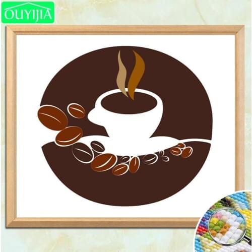 OUYIJIA 5D DIY Diamond Painting "A cup of coffee hot" Full Square Diamond Embroidery Rhinestones Mosaic Decoration Picture