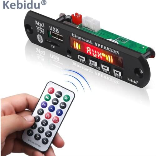 Kebidu Bluetooth Car Radio 5.0 5V Handsfree MP3 Player Decoder Board Speaker Car FM Radio Module Recording TF USB AUX Audio