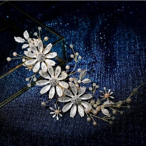 Flower Hair Clip Headband Wedding Accessories For Bride Tiara Headband Decoration For Hair Pearl Flower Hairband Jewelry