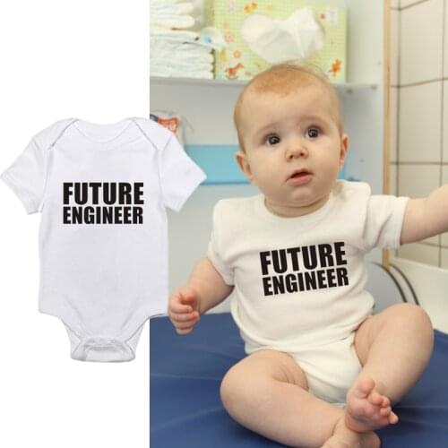 DERMSPE 2019 Summer Newborn Infant Baby Boy Girl Short Sleeve Letter Print Future Engineer Cotton Romper Jumpsui Baby Clothes