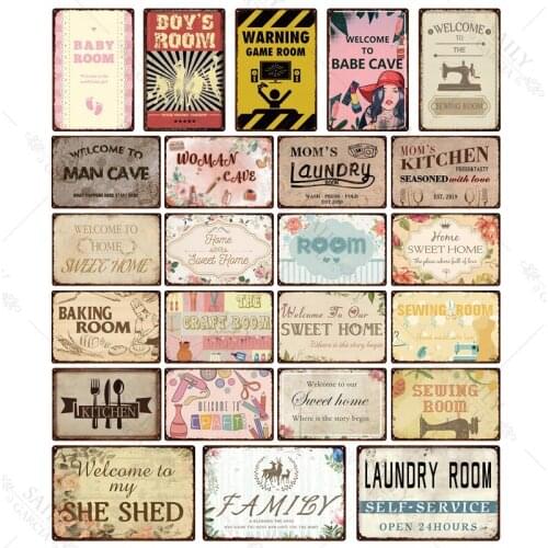 Welcome To Home Sweet Family Letter Art Metal Sign Modern Home Decor Tin Metal Plate Nursery Baby Room Metal Decor Tin Sign