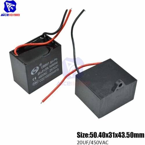 Diymore CBB61 AC 450V 20μF±5% Capacitance 50/60Hz 2 Wires Running Capacitor for Air Conditioner Fan Motor