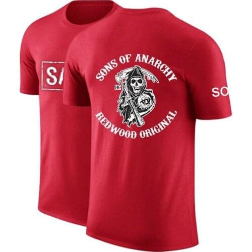 NEW Man Sons Of Anarchy Customize Tshirt SOA Male SAMCRO Tees Solid Color Short Sleeve Unisex Cotton Hip Hop Fashion Print Top
