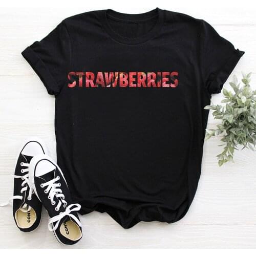 Strawberry Print T Shirt Women Summer Harajuku T Shirt Fashion Tops Female T-shirt Casual Tee Woman Clothing TX9536