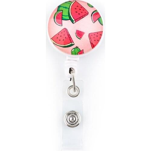 G2072 New Watermelon Design High Quality Retractable Nurse Badge Reel Fashion Name Tag ID Badge Holder Clip
