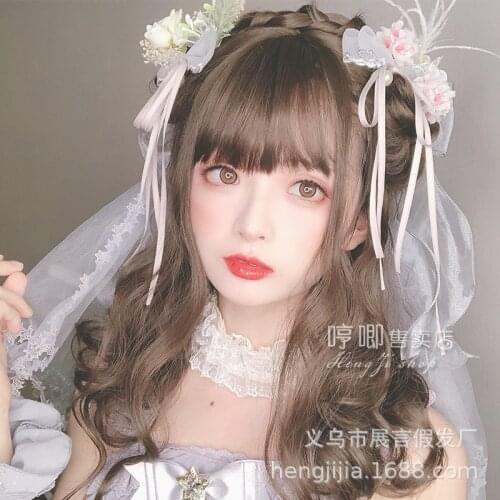 Heng Ji Lolita Harajuku Soft Sister "Milaber" Black Long Roll Ji Hair Double Ponytail Female Lolita Wig sweet loli wig