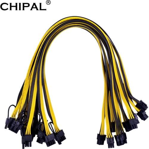 6PCS CHIPAL 18AWG 6Pin to 6+2 8Pin Power Cable Cord Male to Male 50CM 60CM 70CM for Graphics Card Power Supply Breakout Board