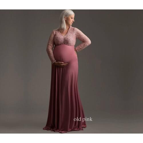 Slash Neck Maternity Lace Dress Pregnancy Photography Maxi Dress Vestidos Embarazada