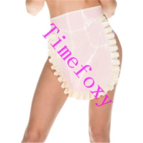 Latex Apron White Sexy Clubwear Catsuit Mini Latex skirt props Shapewear Rubber Sleeveless sexy fetish accessories
