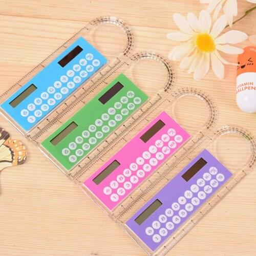 2 In 1 Ruler Mini Digital Calculator Kids Stationery School Office Gifts
