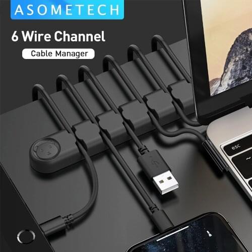 Silicone USB Cable Organizer Desktop Tidy Management Cable Winder Clips Cable Holder for Mouse Headphone Charging Wire Organizer