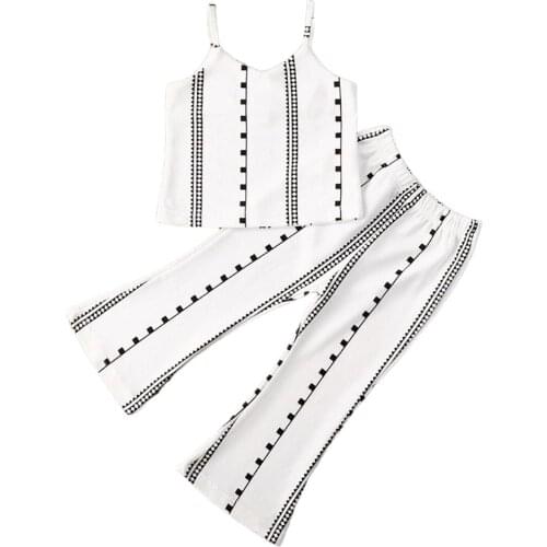 Girl Clothes 2020 Newborn Infant Baby Kid Girl Summer Crop top+Flare Pants 2pcs Clothes Size 2-6Y