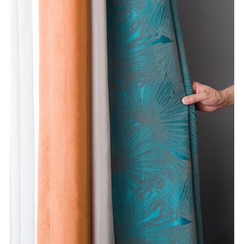 Nordic Style Simple Curtains Shading Pure Color Stitching Jacquard Shade Curtains for Living Room Bedroom High Quality Curtain