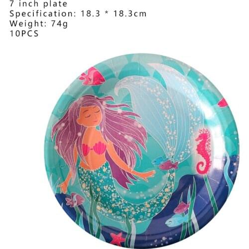 The Underwater World Sweet Girls Little Mermaid Balloons Disposable Tableware Plates Happy Birthday Party Decorations Favors