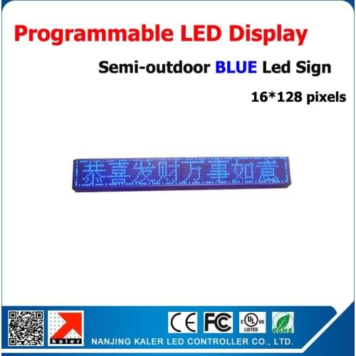 Semi-outdoor led display blue p10 led display sign 24*136cm led sign board easy operation software blue advertising led sign