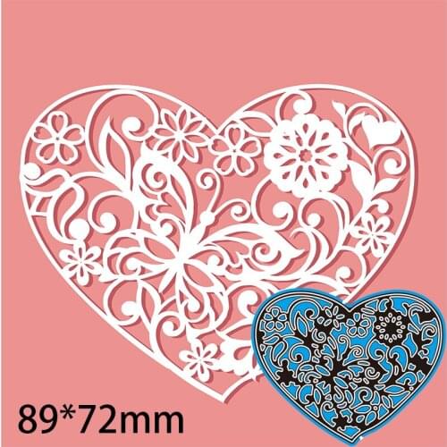 Cutting Dies Heart Hollow Flower New Metal and Stamps Stencil for DIY Scrapbooking Photo Album Embossing Paper Card 89*72mm