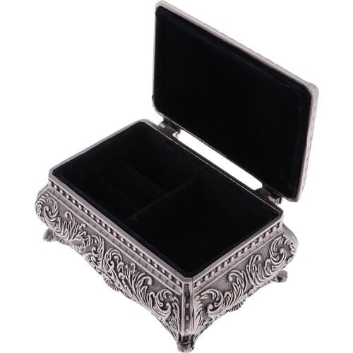 Rectangle Jewelry Box Flower Sculpture Retro Storage Container Room Decor