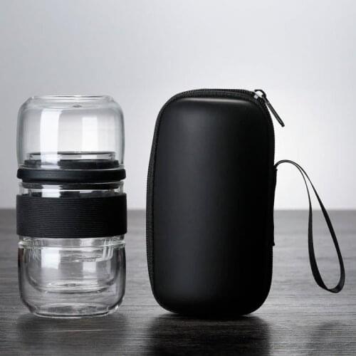 Travel Tea Set KungFu Tea Pot with Portable Case Glass Teacups with Infuser for Travel Home Tea Leaves Container Tea Cup Set