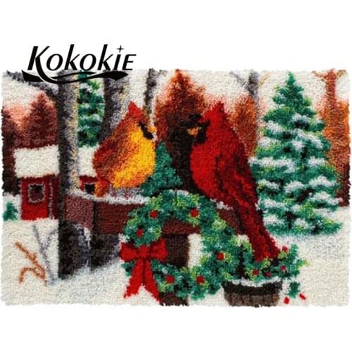 Christmas latch hook kits for adults large printed canvas yarn carpet diy latch hook rug kits carpet embroidery carpet diy rug