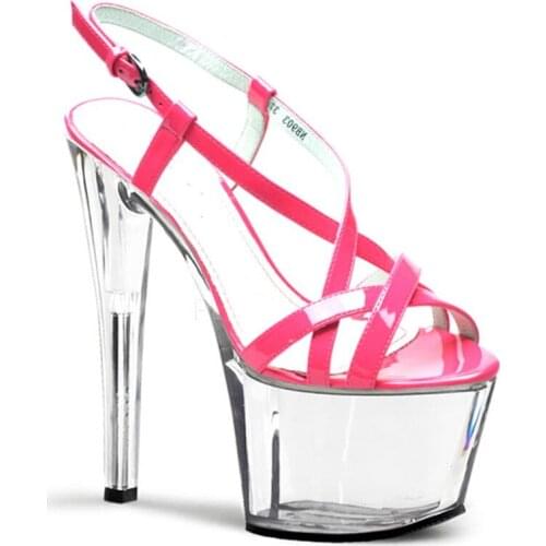 Sexy super sexy summer sandals heels women shoes stripper crystal shoes 17cm