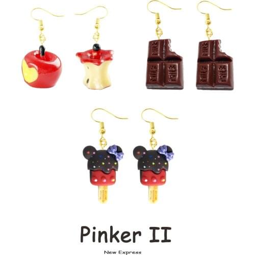 25 Style Earrings For Women Girls 3D Candy Fruit Chocolate Fried Egg Apple Biscuit Popcorn Birthday Gift Lovely Jewelry
