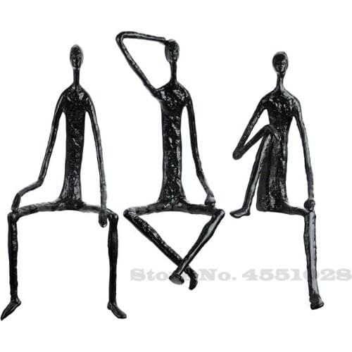 Modern Abstract Figure Ornaments Black Villain Cast Iron Statue Metal Craft Bedroom Study Desk Decoration Home Furnishings
