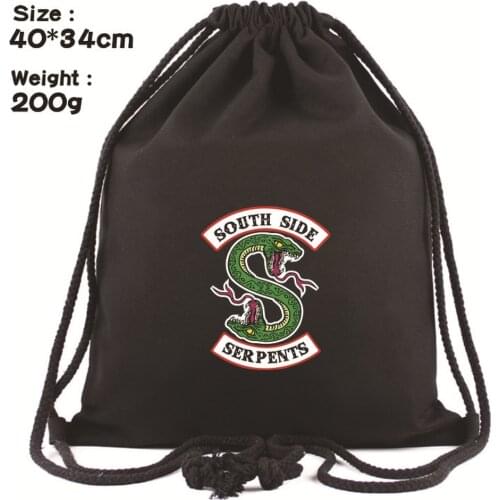 Drawstring Bag Anime Riverdale Teenager Casual Women Backpack Canvas Cosmetic Stringbag Boys Girls Beach Bag Shoes Pouch