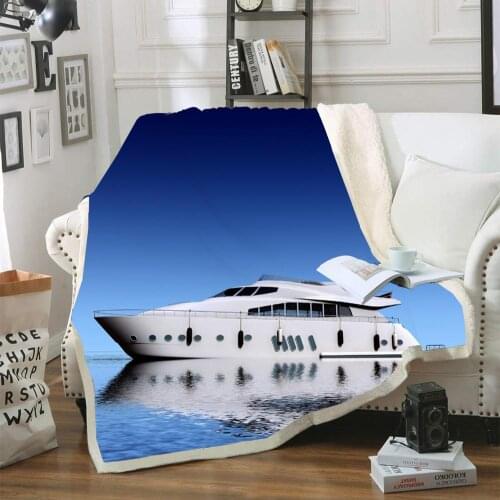 Steamship/Steamboat Throw Blanket Sea Transportation Sherpa Blanket Home Textile Fleece Blanket Cartoon Custom Luxury Blanket