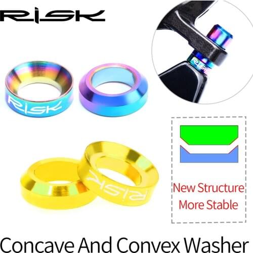 Risk MTB Road Bike M6 Titanium Bump Pads For Brake Clamp Disc Brake Fixed Screws 4pcs/lot High Gasket Padded Brake Fixing Bolt